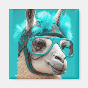 Imã Engraçado Llama Alpaca Cute Animal Beanie Hat Glas