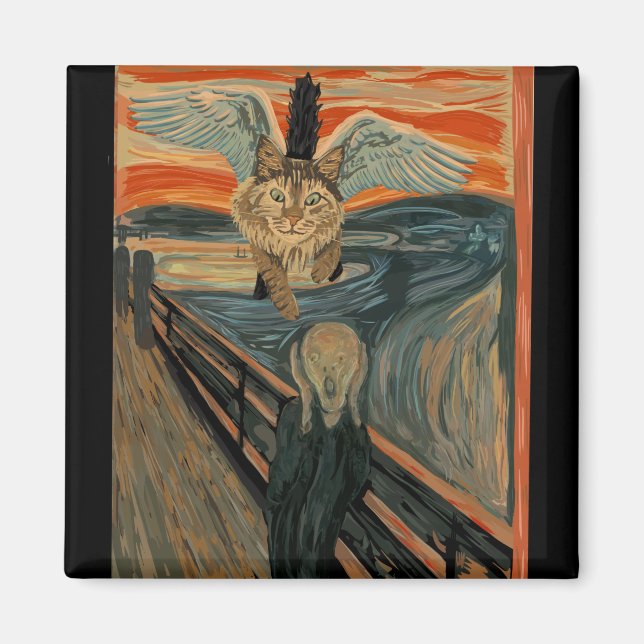 Imã Engraçado Maine Coon Cat O Gritar (Frente)