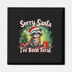Imã Engraçado Meme de Natal Raccoon Desculpe Papais no