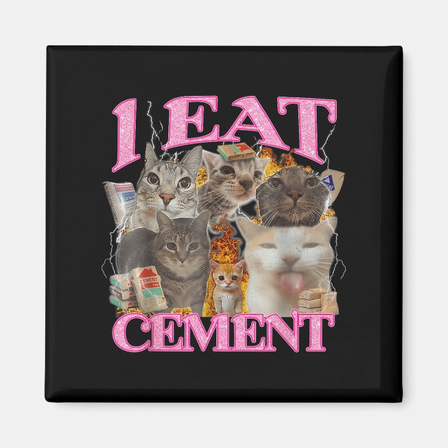 Imã Engraçado Memória De Gato Eu Comi Cimento, Cimento (Frente)