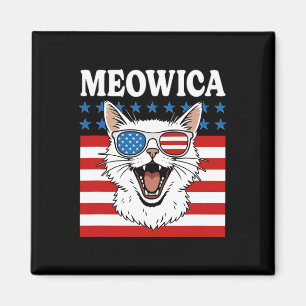 Imã Engraçado Meowica Gato 4 de julho Dia da Independê