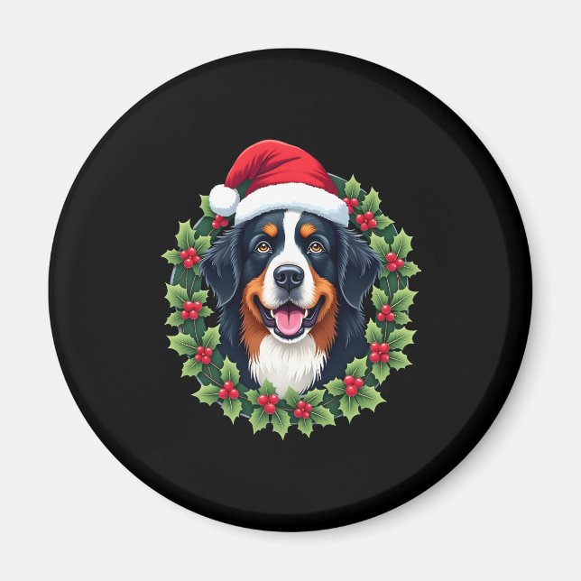 Imã Engraçado Natal Bernese Mountain Dog Topo (Frente)