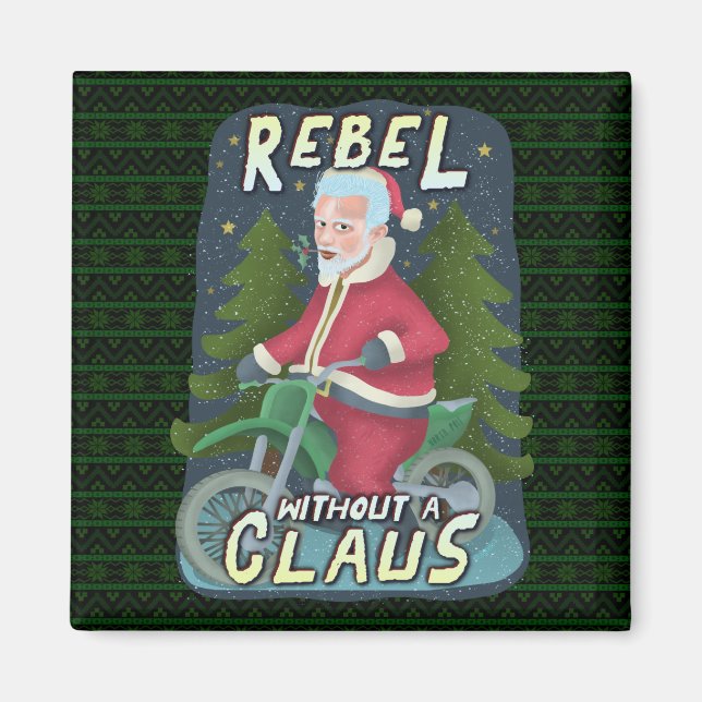 Imã Engraçado Natal Papai Noel Humor Moto Rebel (Frente)