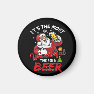 Imã Engraçado Natal Santa Claus Bebendo Beer Wonderfu