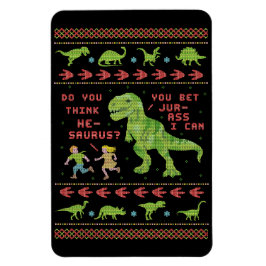 Ímã Engraçado Natal T Rex Dinossaur Humor Faux Knit