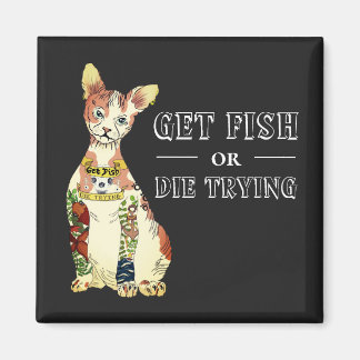 Imã Engraçado Negro Engraçado Sphynx Cat Tatuagem Feli