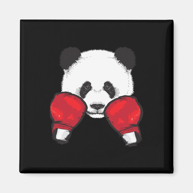 Imã Engraçado Panda Boxando Luvas de Amante de os anim (Frente)