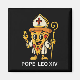 Imã Engraçado papa americano Leo Xiv Pizza Slice Carto