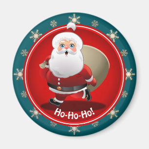 Imã Engraçado Papai Noel Com Cheio De Presentes