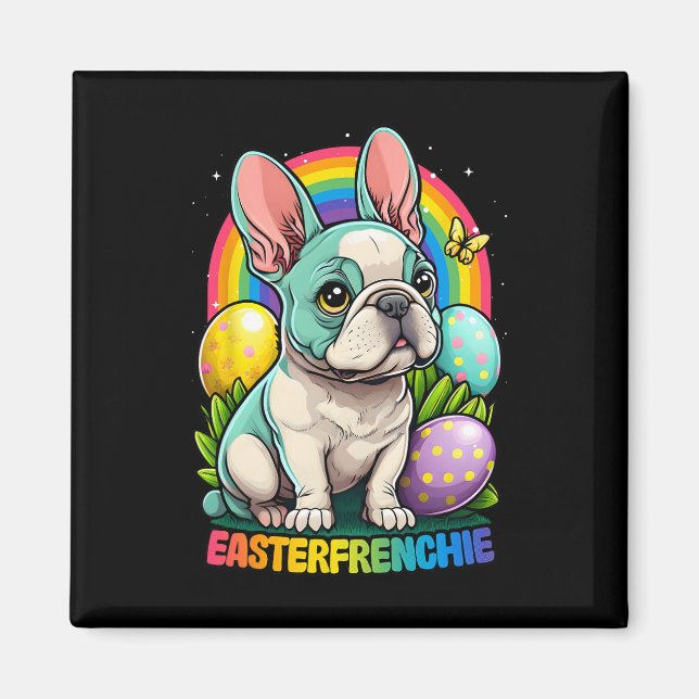 Imã Engraçado Páscoa Bulldog Francês Easterfrenchie Fo (Frente)