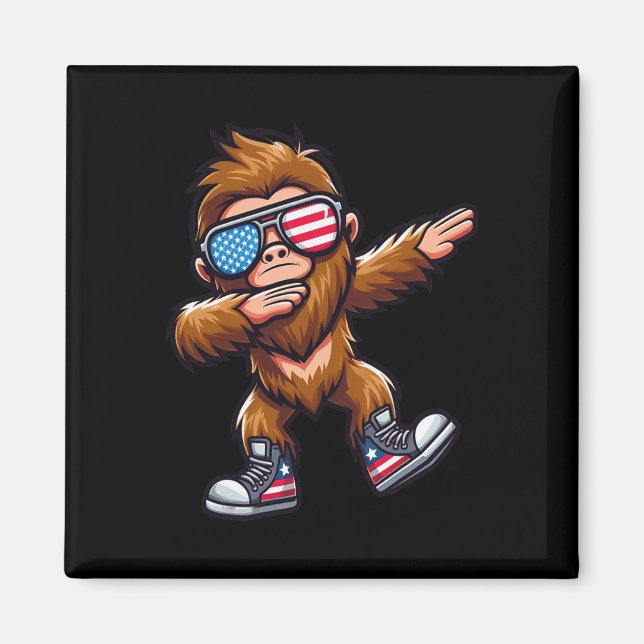 Imã Engraçado Pé Grande Sasquatch 4 De Julho (Frente)