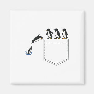 Imã Engraçado Penguin Pocket Cute Merging Penguin Tee