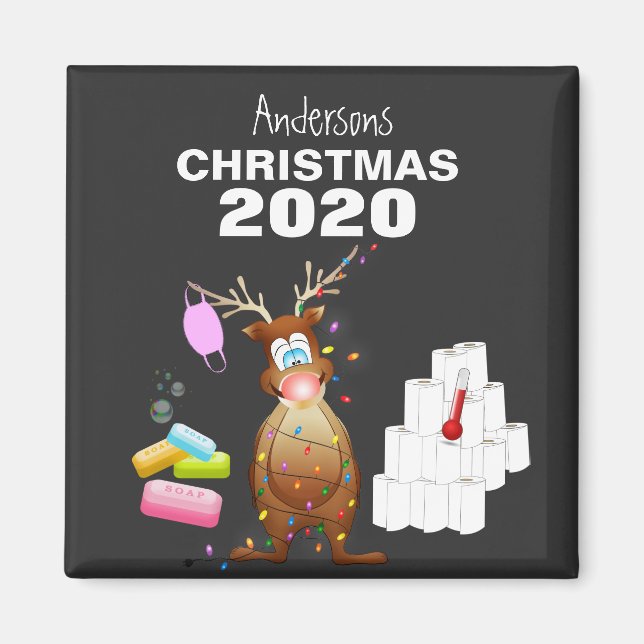 Imã Engraçado personalizado 2020 Covid Natal (Frente)