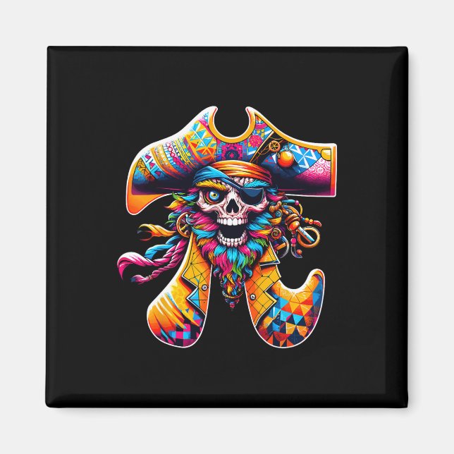 Imã Engraçado Pi Day Pirate Símbolo Math Colorir Matem (Frente)