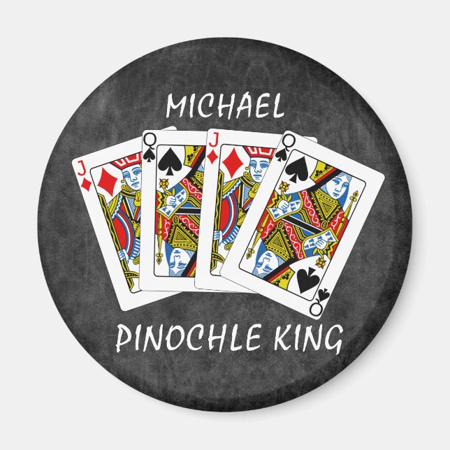 Imã Engraçado Pinochle King em preto (Frente)