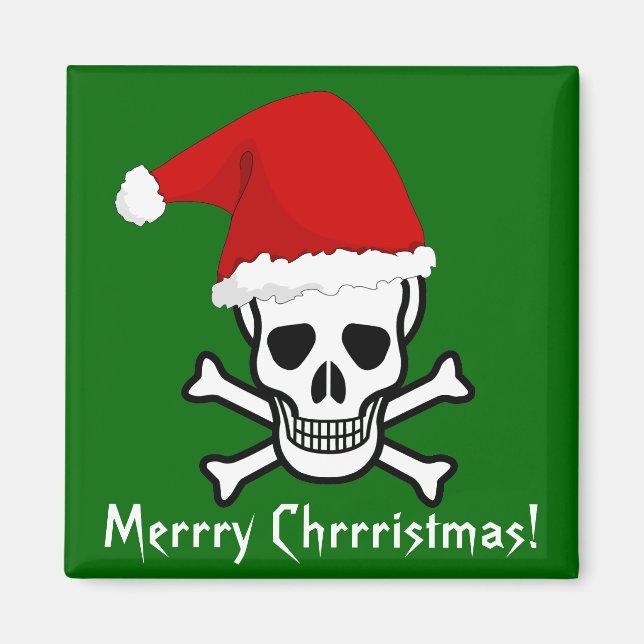 Imã Engraçado Pirata Feliz Natal Saudação através de M (Frente)