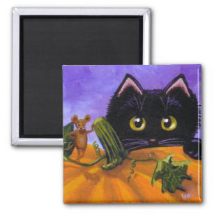 Imã Engraçado Queda Negro Gato Rato Pumpkin Criações