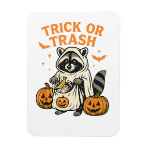 Ímã Engraçado Raccoon Trick ou Trash Halloween