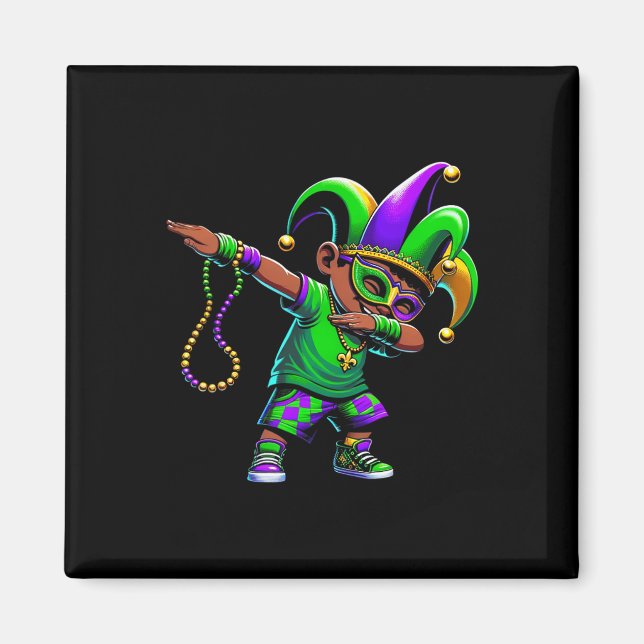 Imã Engraçado Rapaz Dabbing Mardi Gras Carnaval Parade (Frente)
