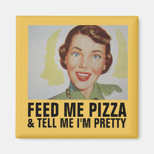 Imã Engraçado Retro Famílias Magnets, Pizza