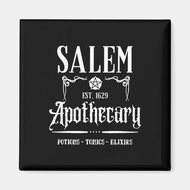 Imã Engraçado Salem Bruxas Machusets Apothecary Hallow (Frente)