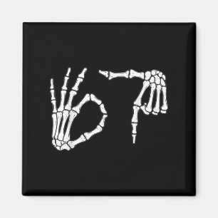 Imã Engraçado Seis Sete 6 7 Meme 67 Skeleton Hallowee