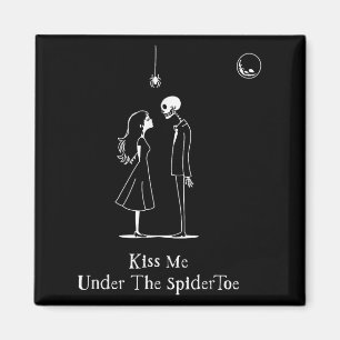 Imã Engraçado Skeleton Halloween Mistletoe Parody Cost