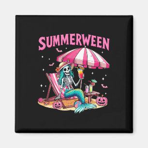 Imã Engraçado Skeleton Summerentre Mermaid Beach Hallo