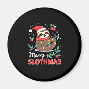 Imã Engraçado Sloth Xmas Luzes Felizes Slothmas Sloth