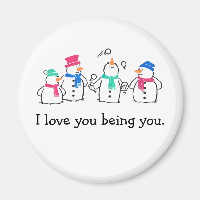 Imã Engraçado Snowmen (Frente)
