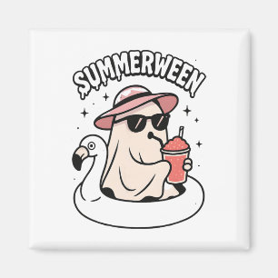 Imã Engraçado Summerentre Ghost Pink Flutuando Em Flam