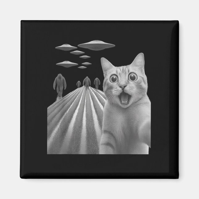 Imã Engraçado Surpreendido Gato Assustado Selfie Com P (Frente)