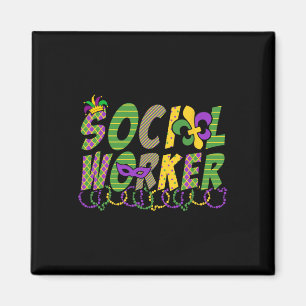 Imã Engraçado Trabalhador Social Mardi Gras Shirt Part