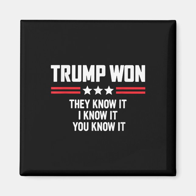 Imã Engraçado Trump Ganhou Eles Sabem Que Eu Sei (Frente)