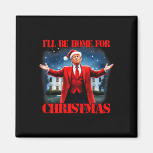 Imã Engraçado Trump Xmas Pajamas Eu Estarei Em Casa Pa