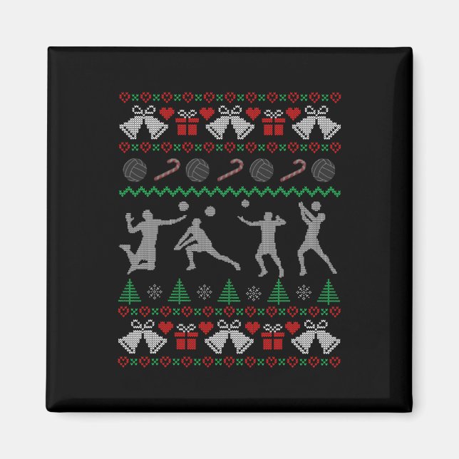 Imã Engraçado Ugly Xmas Voleibol Holida (Frente)