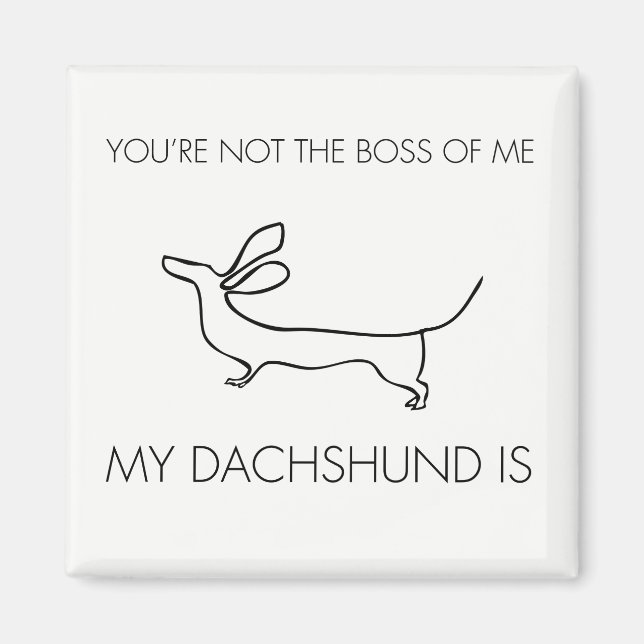 Imã Engraçado, você não é o chefe de mim Dachshund (Frente)