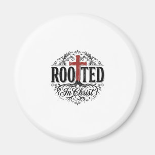 Imã Enraizado em Cristo Design de Cruz Cristã Vintage_