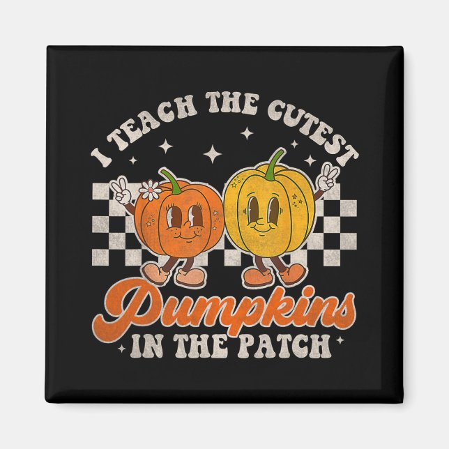 Imã Ensino Os Pumpkins Mais Bonitos No Patch Retro Tea (Frente)