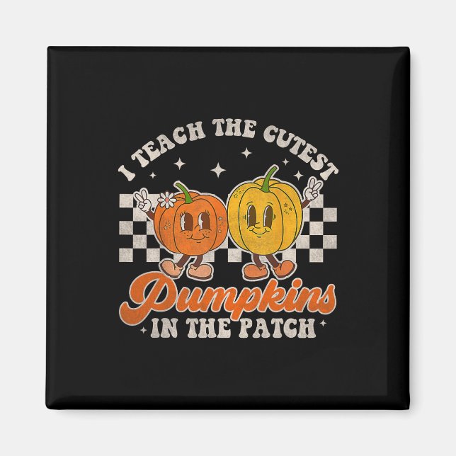 Imã Ensino Os Pumpkins Mais Bonitos No Patch Retro Tea (Frente)