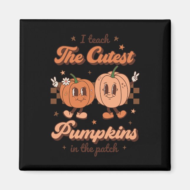 Imã Ensino Os Pumpkins Mais Bonitos No Patch Retro Tea (Frente)