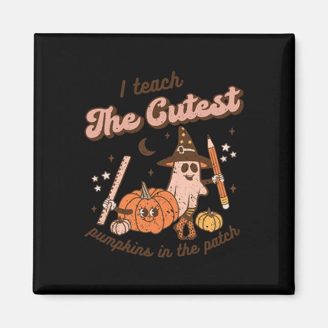 Imã Ensino Os Pumpkins Mais Bonitos No Patch Retro Tea (Frente)