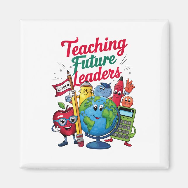 Imã Ensino Retro Líderes Futuros Professor Escola  (Frente)
