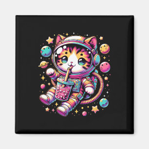 Imã Enstronauta Engraçado Espaço Kawaii Boba Tea Cat