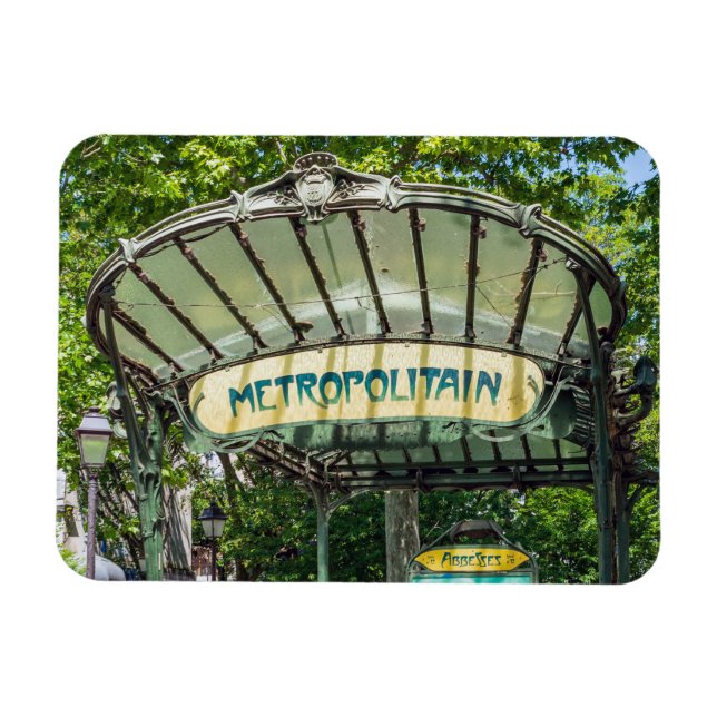 Ímã Entrada na estação Metro em Montmartre - Paris (Horizontal)