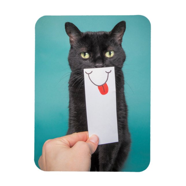 Ímã Enviando um Gato Engraçado de Sorriso com Desenho  (Vertical)