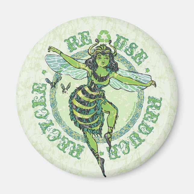 Imã Enviro Green Bee Earth Gear (Frente)