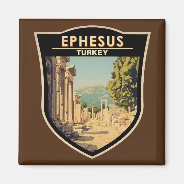 Imã Ephesus Turkey Viagem Art Vintage (Frente)