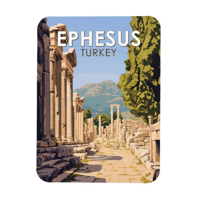 Ímã Ephesus Turkey Viagem Art Vintage (Vertical)