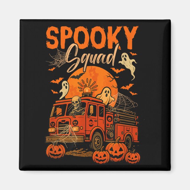Imã Equipe Assustadora de Halloween Esqueleto Dirigind (Frente)